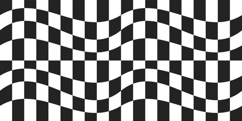 Checkered winding racing flag alternates with a straight chess design. Print and various stylish design.