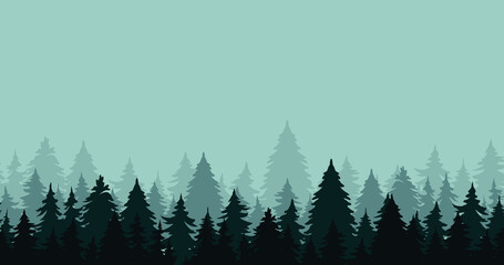 pine trees background under screen view