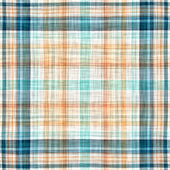 Teal rustic coastal beach house check fabric tile. Seamless sailor flannel textile gingham repeat swatch.