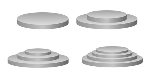 set of realistic podium exhibition stages isolated. eps vector