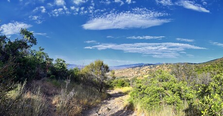 Horsetail Falls hiking trail in Dry Creek Canyon,  Lone Peak Wilderness, along the Wasatch Front Rocky Mountains, Alpine Utah. USA.