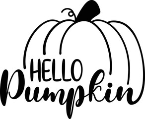 Hello pumpkin text design with letters flowing into pumpkin illustration. © Behemoth Digital