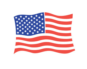 USA, United States of America, American flag isolated flat vector icon.