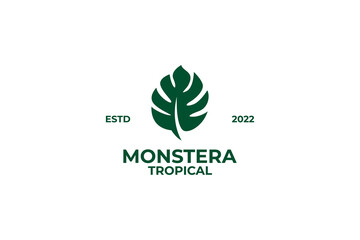 Monstera leaf logo design vector illustration © Brandingasik