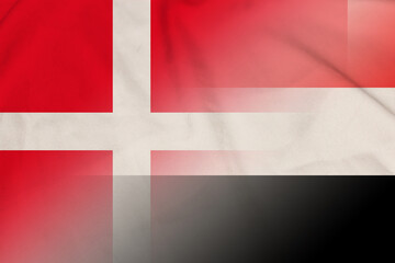 Fototapeta premium Denmark and Yemen political flag transborder negotiation YEM DNK