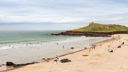 Fototapeta na wymiar Surf beach in Cornwall.