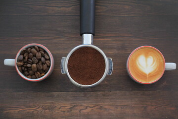 coffee beans and latte