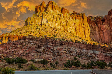 The Golden Throne in Capitol Reef National Park at Sunrise