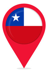 Map pin icons of Chile's national flags