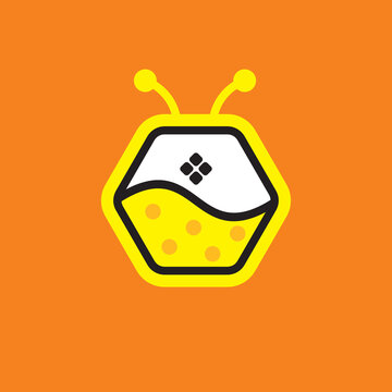 Simple Honey Bee House Logo Template