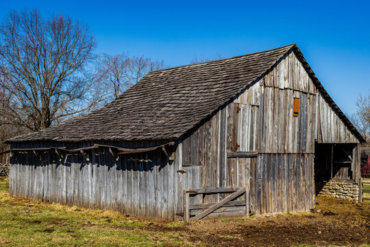 old weathered barn in late fall