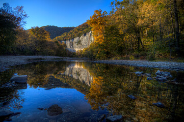 Autumn at Roark Bluff in Steel Creek Campground along the Buffalo River located in the Ozark...