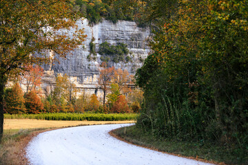 Autumn at Roark Bluff in Steel Creek Campground along the Buffalo River located in the Ozark Mountains, Arkansas.
