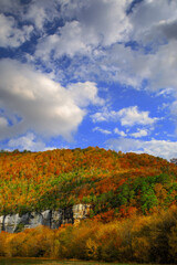 Autumn at Roark Bluff in Steel Creek Campground along the Buffalo River located in the Ozark Mountains, Arkansas.