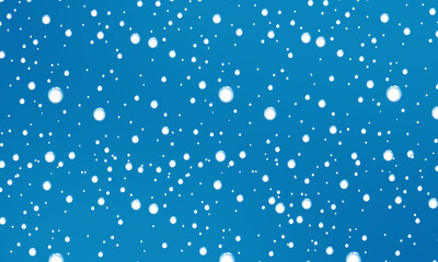 Falling snow at night. Bokeh lights on black background, flying snowflakes in the air. Overlay texture. Snowstorm