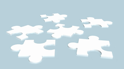 The white jigsaw on blue background  3d rendering