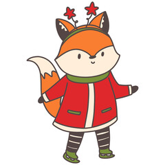 Cute Fox in Santa costume, Christmas season illustration, Christmas animal illustration