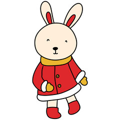 Cute Bunny in Santa costume, Christmas season illustration, Christmas animal illustration