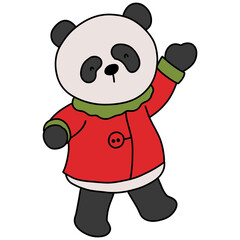 Cute Panda in Santa costume, Christmas season illustration, Christmas animal illustration