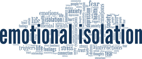 Emotional Isolation word cloud conceptual design isolated on white background.