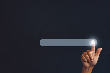 Search Browsing Internet web, cyberspace and technology Concept.  Man using search button on...