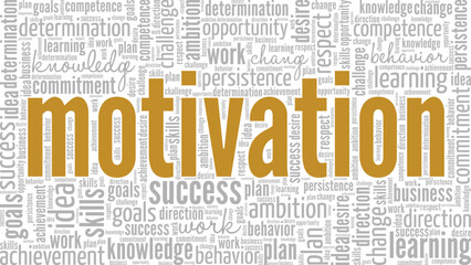 Motivation word cloud conceptual design isolated on white background.