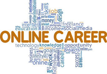 Fototapeta premium Online Career word cloud conceptual design isolated on white background.