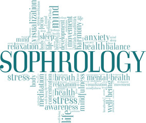Sophrology word cloud conceptual design isolated on white background.