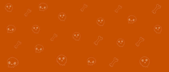 halloween background copy space area with doodle skull, bone. vector illustration. can used for card, web, invitation etc