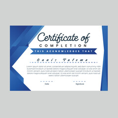 Certificate, Diploma of completion (design template, white background) with Frame, Border, light Guilloche pattern (watermark)