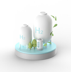 Hydrogen energy 3d icon. green & clean energy
