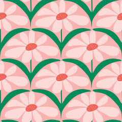 retro scallop half circle geometer vector seamless Pattern 