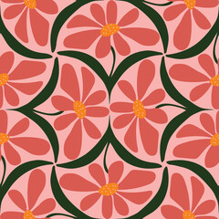 retro scallop ogee geometer vector seamless Pattern 
