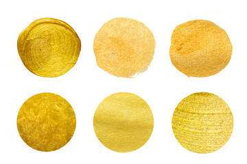 Set of watercolor gold circle hand paint background - 541598949