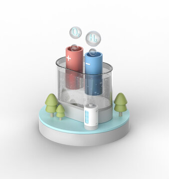 Hydrogen energy 3d icon. electrolysis of water.