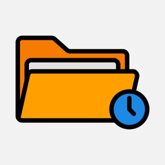 Pending icon in filled line style about folders, use for website mobile app presentation