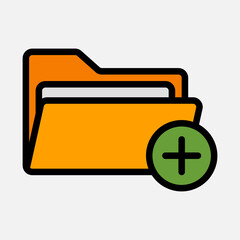 New folder icon in filled line style, use for website mobile app presentation