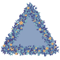 abstract triangle aesthetic frame floral hand drawn watercolor painting background with copy space and leaves flowers decoration. transparent background PNG file