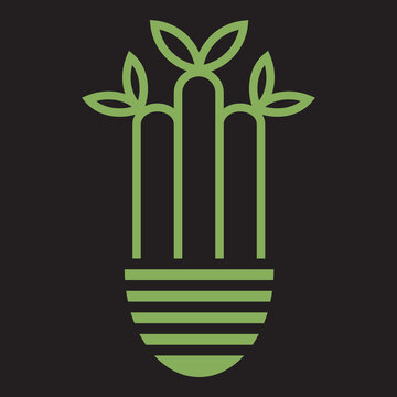 Green Energy Lamp Logo Design Template