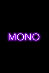 High-quality illustration. Purple neon sign on an isolated dark background with the phrase mono in spanish on it. Bright sign for designs or graphic resources