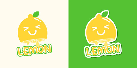 Lemon fruit sliced cute kawaii cartoon vector icon concept. Flat illustration style for poster, brochure, web, mascot, sticker, logo and icon.