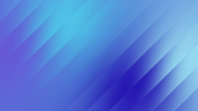 Neon nazar, sora blue, iris and deep daijin blue inclined lines gradient background loop. Moving colorful oblique stripes blurred backdrop. Soft floating color transition animation.