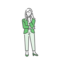 考えるポーズの女性のビジネスパーソンの女性のイラスト素材