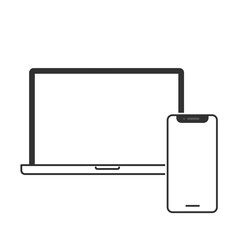 シンプルなノートパソコンとスマートフォンのイラスト素材
