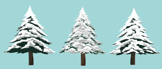 Obraz na płótnie Canvas set of christmas trees
