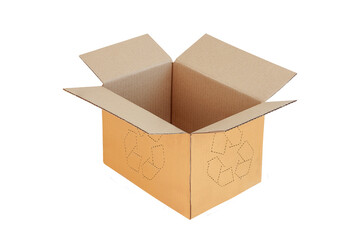 Carton or Cardboard box  with recycle symbol isolated on  white background, with clipping path include for design usage purpose.