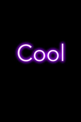 High-quality illustration.Purple neon sign on an isolated dark background with the word cool written on it. Bright sign for designs or graphic resources