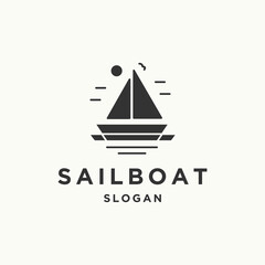 Sailboat logo icon flat design template 