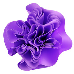 3d abstract layered background. Flower shape. Violet wavy textile for moder fashion design.  Realistic 3d high quality render