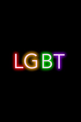 High-quality illustration. Neon lgtb sign with rainbow colors on an isolated black background for design uses or graphic resources.